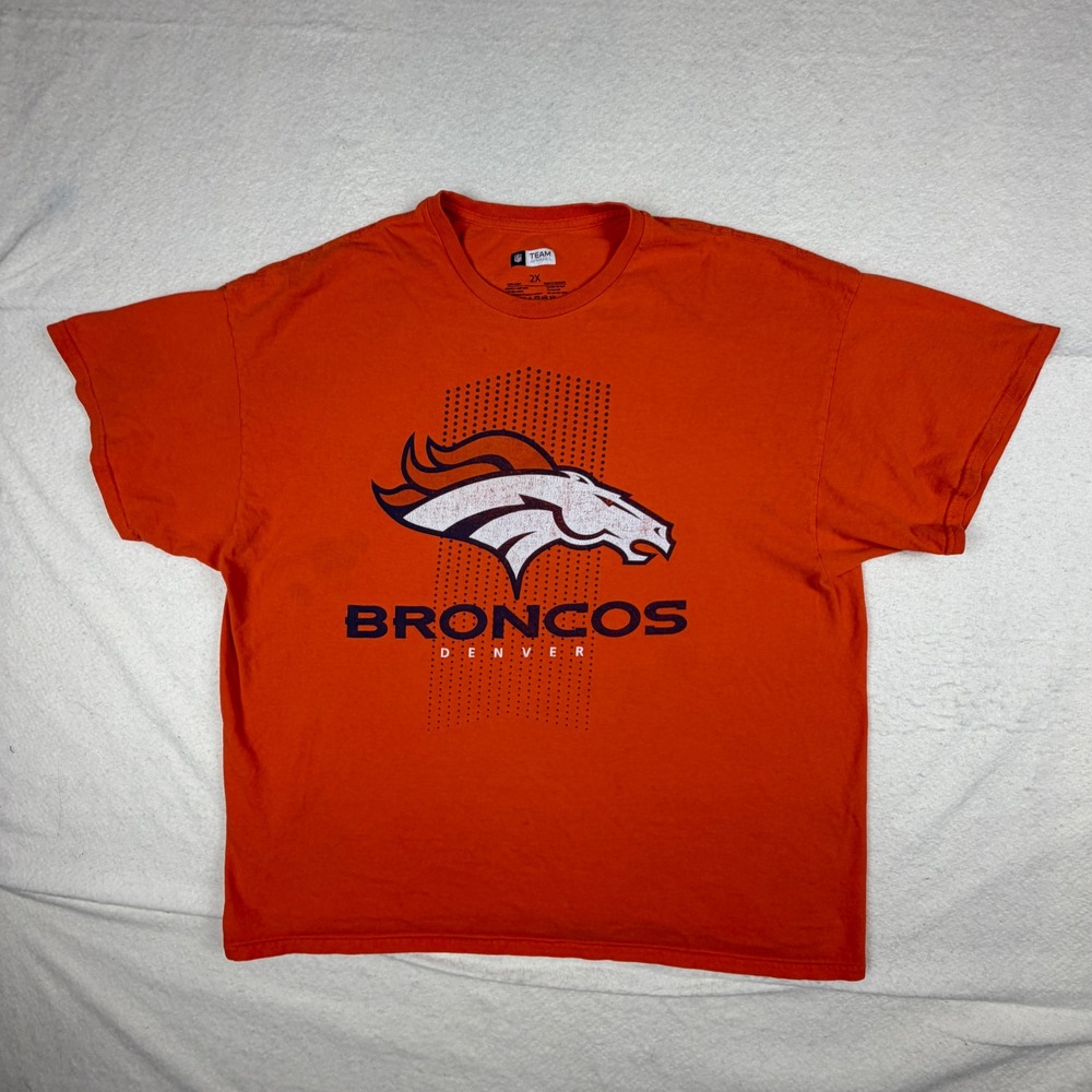 NFL Team Apparel Denver Broncos Orange Graphic T-Shirt Mens 2X Short Sleeve